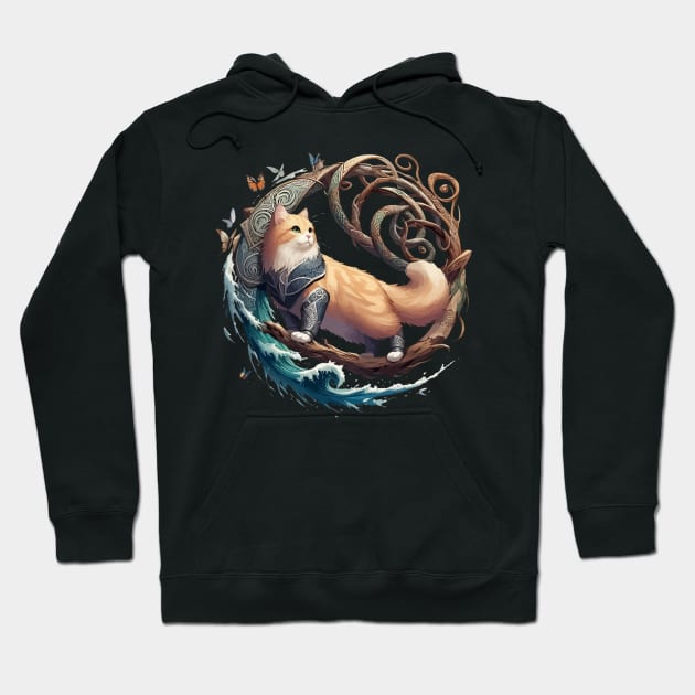 Cute Viking Cat Norse Mythology Celtic Knot Hoodie by TomFrontierArt